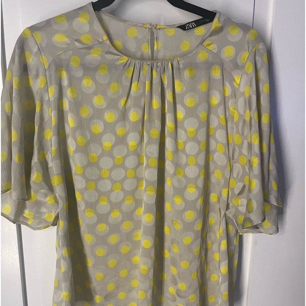 Zara Yellow Polka Dot Blouse